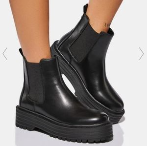 Vegan Leather Chelsea Lug Sole Boots